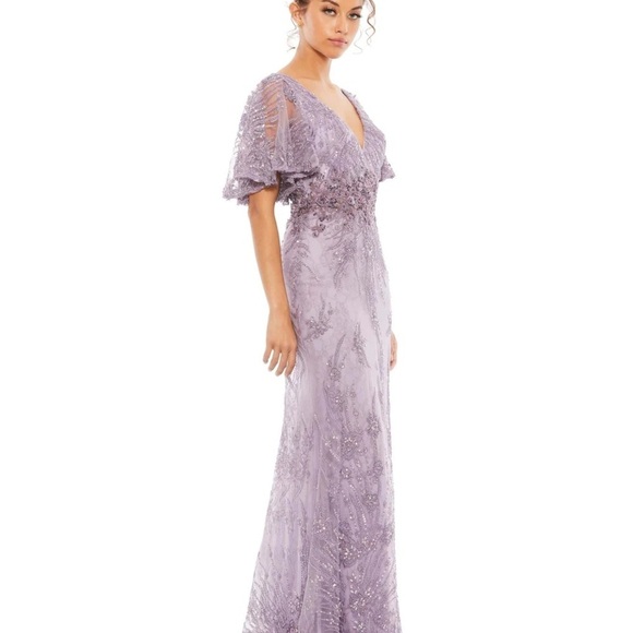 Mac Duggal 67493 NWOT VINTAGE FLUTTER SLEEVE EVENING GOWN - Picture 4 of 9